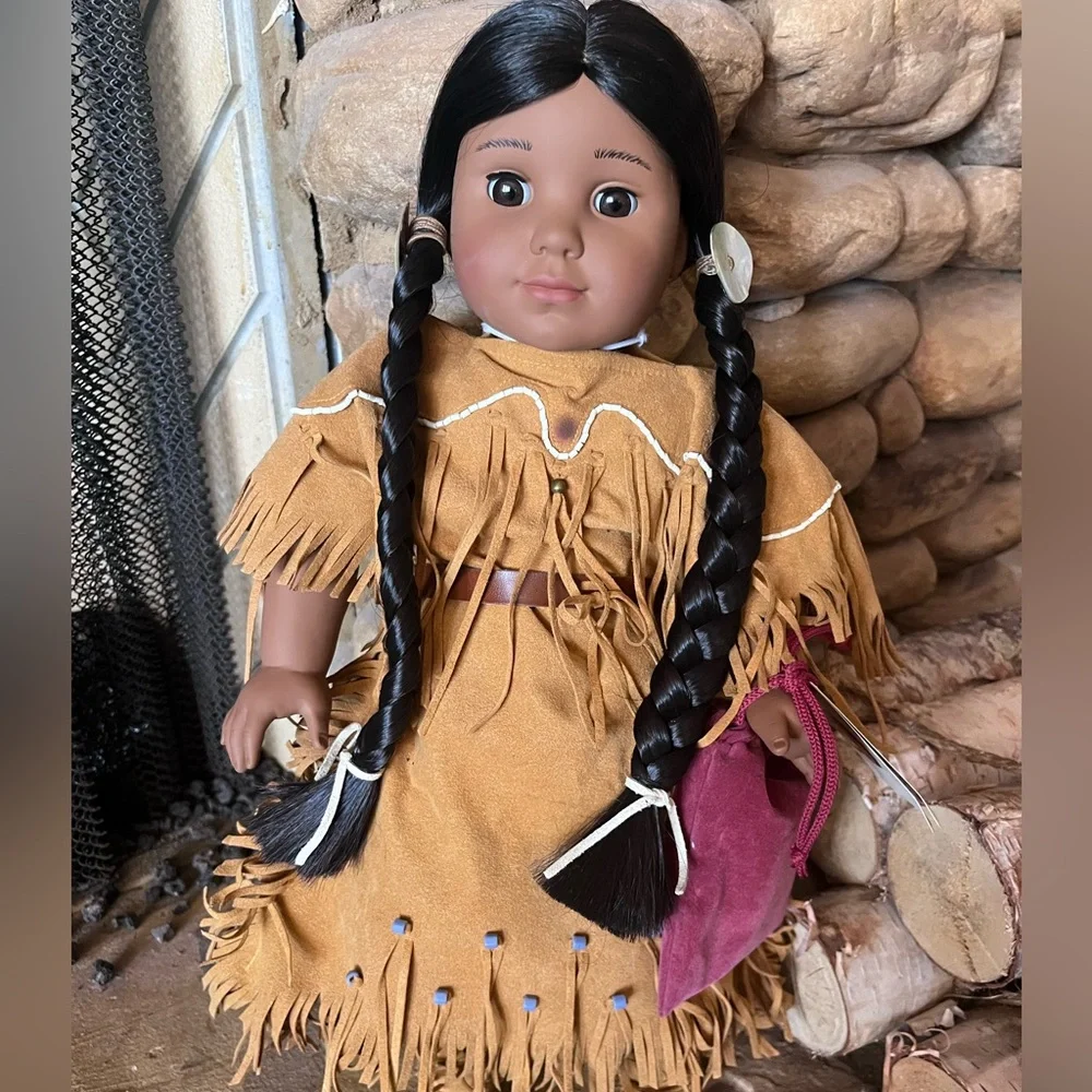 American Girl Kaya Doll with Braided Black Hair and Tan Fringe Outfit